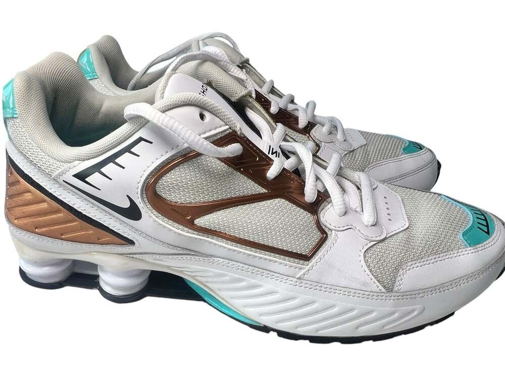 Nike Shox Enigma 9000 Aurora Green Spruce Aura White Bronze Teal sz 12